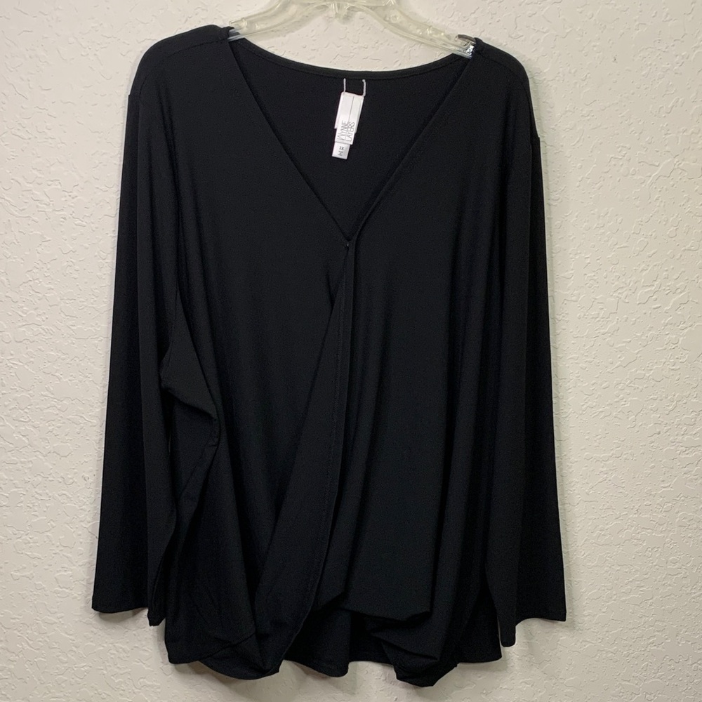 EUC Chic Black Wrap formal Blouse